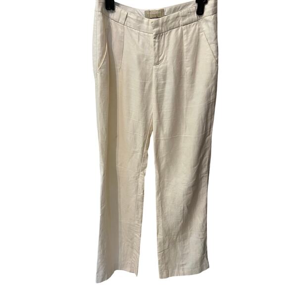 Banana Republic Linen Blend Cream Ivory Wide Leg Pants Summer Vacation Office - Picture 1 of 5